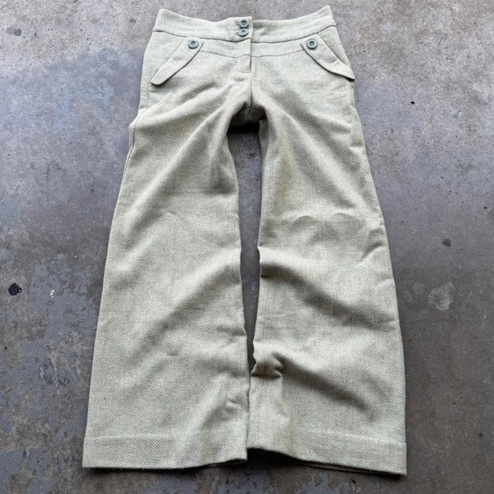 Y2K 2000s vintage low rise herringbone wide leg trouser pants Size 6 (30")